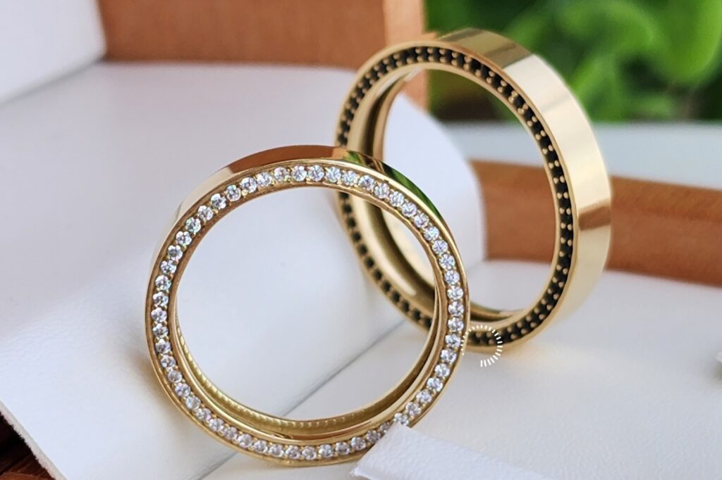 Tendência: a ascensão das alianças de casamento com brilhantes negros