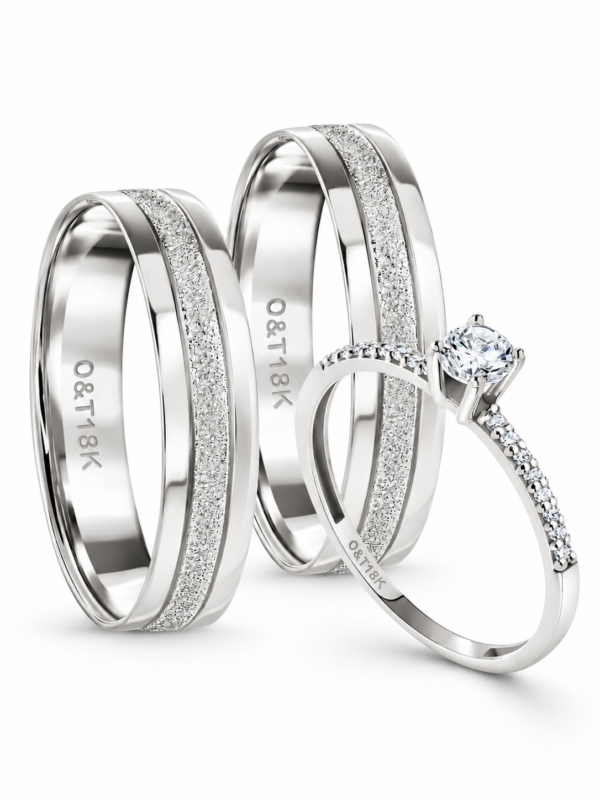 Par de Alianças Cancún + Forever Slim em ouro branco