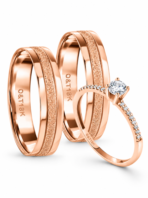 Par de Alianças Cancún + Forever Slim em ouro rosé