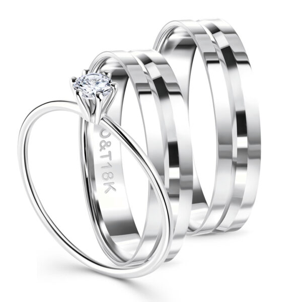 Par de Alianças Fiji + True Love em ouro branco