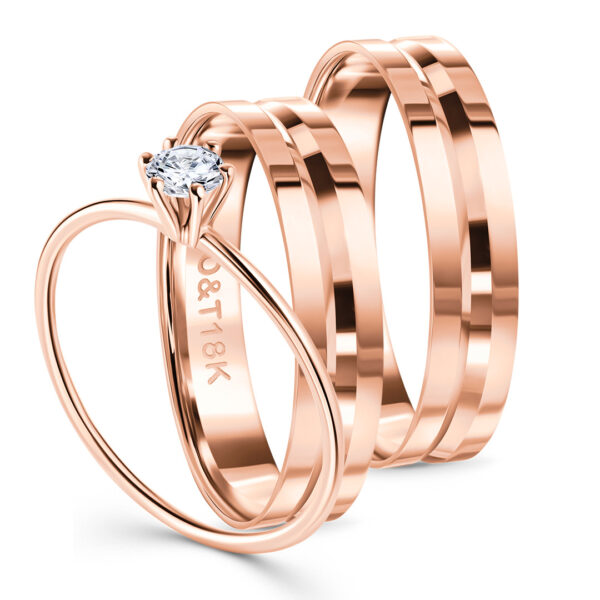 Par de Alianças Fiji + True Love em ouro rosé