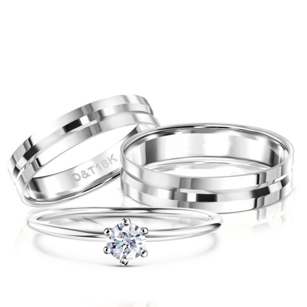 Par de Alianças Fiji + True Love em ouro branco