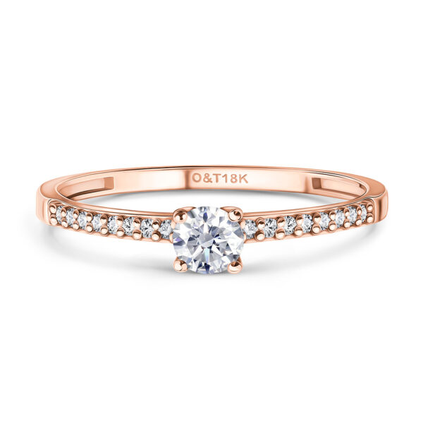 Anel Solitário Forever Slim em ouro rosé