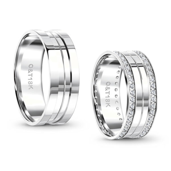 Par de Alianças Gramado II + Forever Slim em ouro branco