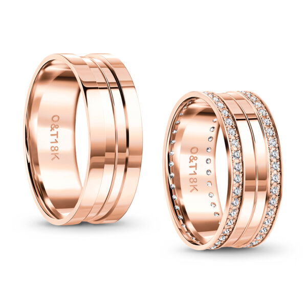 Par de Alianças Gramado II + Forever Slim em ouro rosé