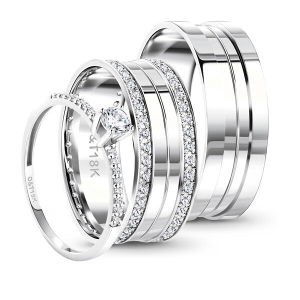 Par de Alianças Gramado II + Forever Slim em ouro branco