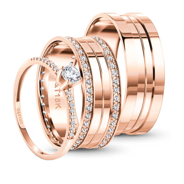 Par de Alianças Gramado II + Forever Slim em ouro rosé