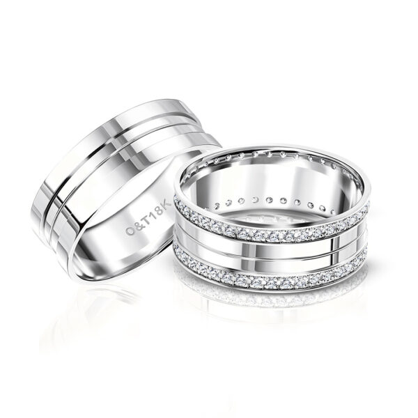 Par de Alianças Gramado II + Forever Slim em ouro branco