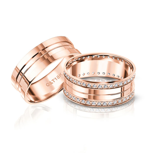 Par de Alianças Gramado II + Forever Slim em ouro rosé