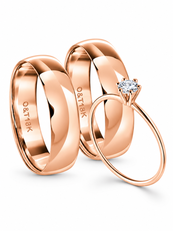 Par de Alianças Marco + True Love em ouro rosé