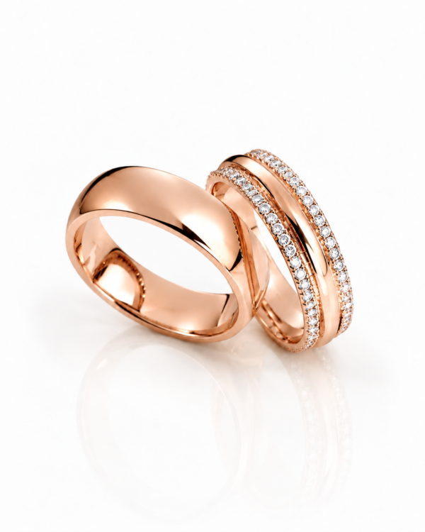 Par de Alianças Marco Duo em ouro rosé