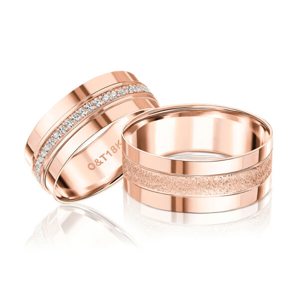 Par de Alianças Orlando II + Forever Slim em ouro rosé