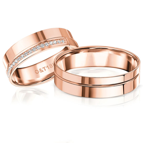 Par de Alianças Santorini II em ouro rosé
