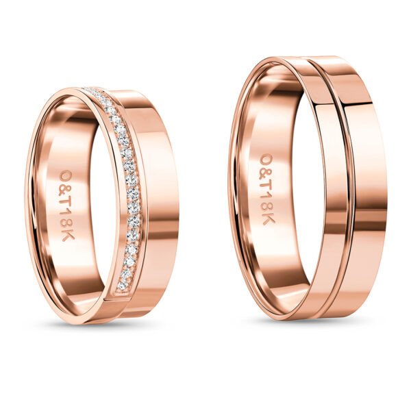 Par de Alianças Santorini II em ouro rosé